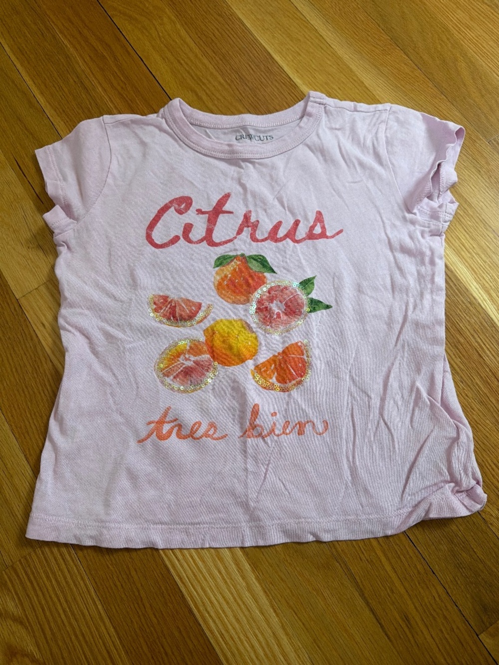 Crewcuts girls pink citrus t shirt
